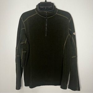 Kuhl 1/4 Zip Pullover Long Sleeve Crewneck Men Medium Green Fleece Lined Outdoor